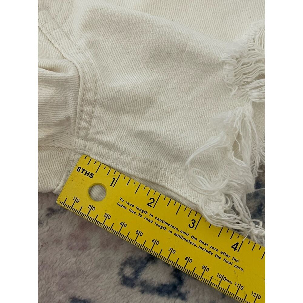 Free People We The Free White Distressed Frayed High Rise Denim Shorts Women 27 - Picture 5 of 8
